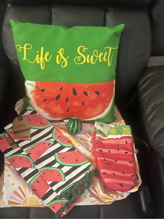 Other - Watermelon Bundle - Throw Pillow, Oven Mitten & 2 Kitchen Towels